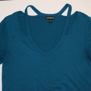 Express Short Sleeve Top with Cutouts